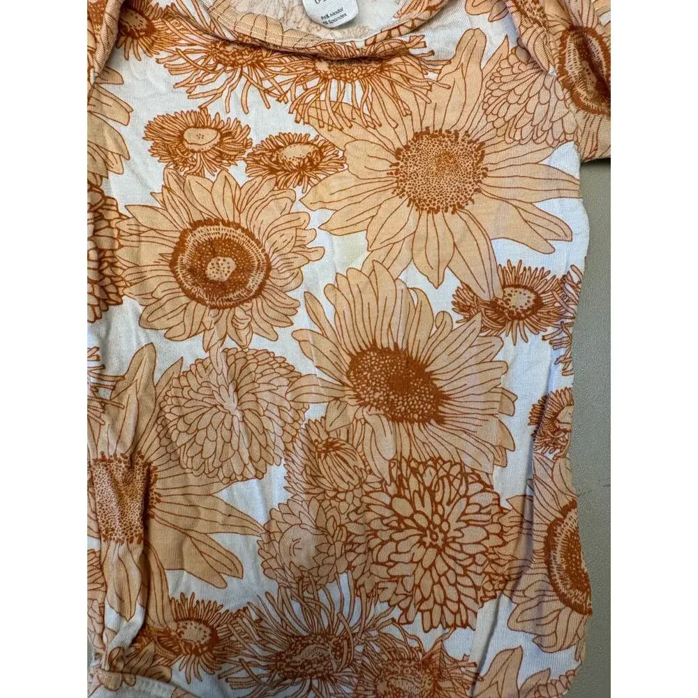 Baby Floral Bodysuit 6-12M Kate Quinn Organic Cotton Sunflower One Piece EUC